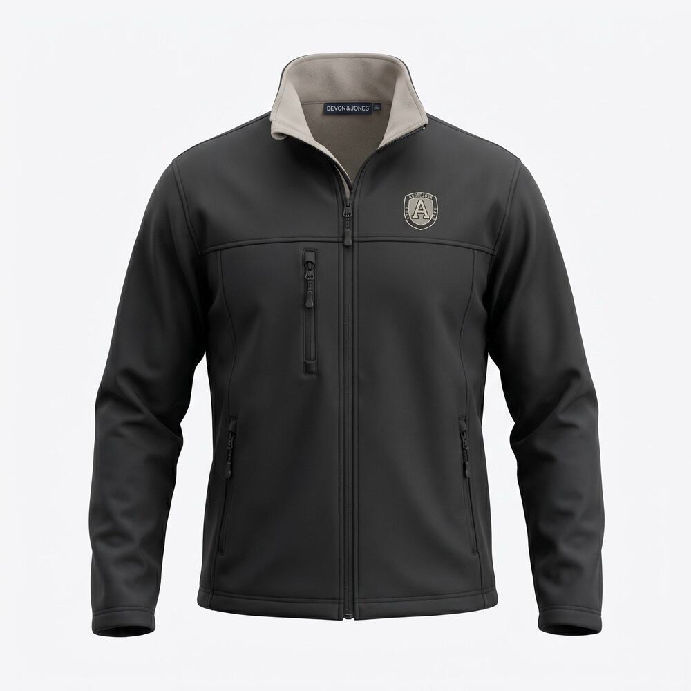 Devon & Jones Army Football Club Softshell Jacket Mens L Black Fleece Lined Zip